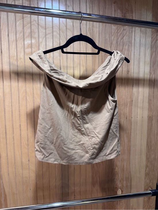 aerie Tops - aerie Off-the-Shoulder Tank Top in Beige